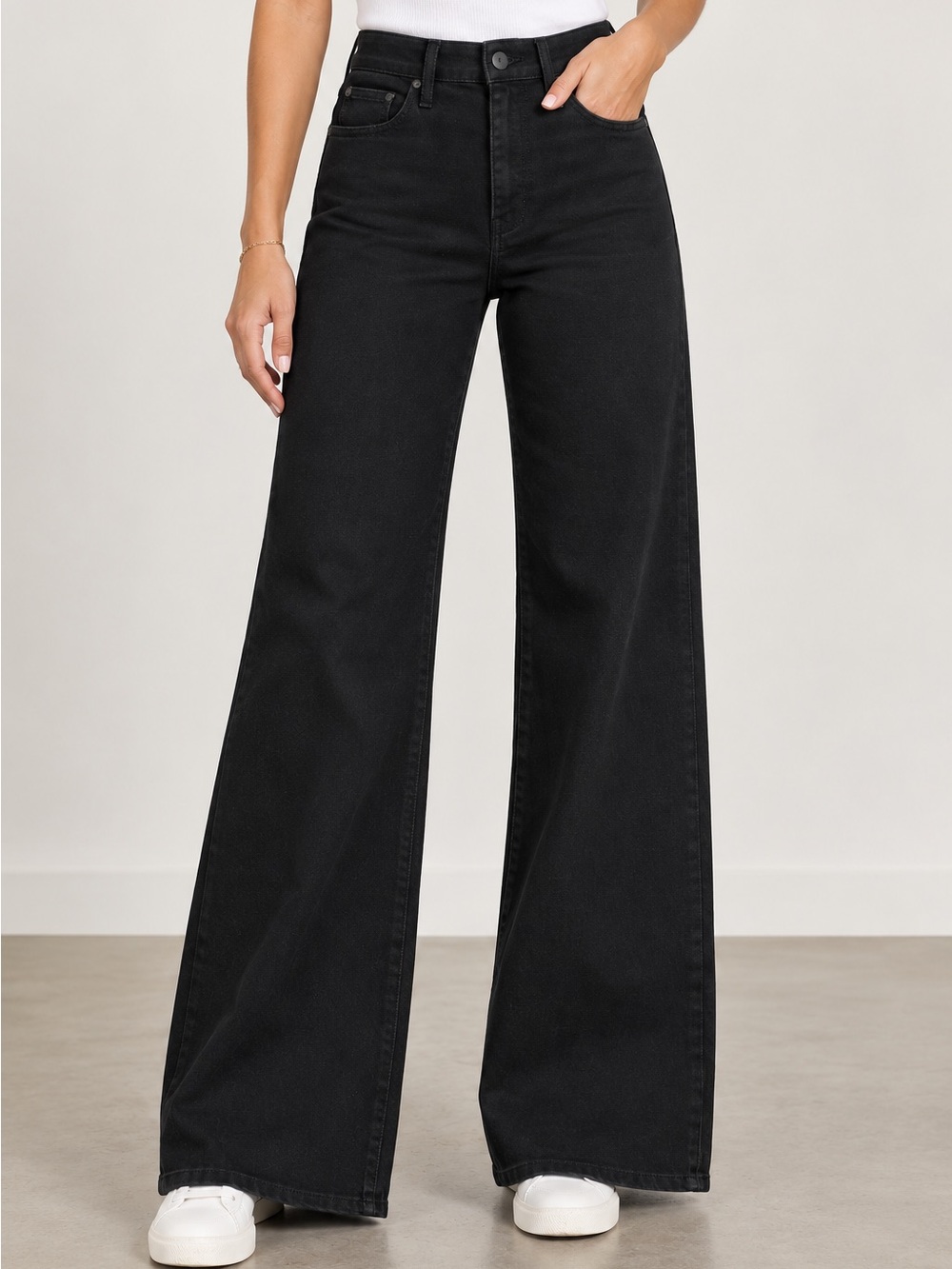 Mother The Twister Sneak Wide Leg Flare Jeans Pitch Black Denim Women’s Size 25